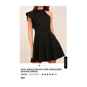 Chic Goals Black One-Shoulder Skater Dresses